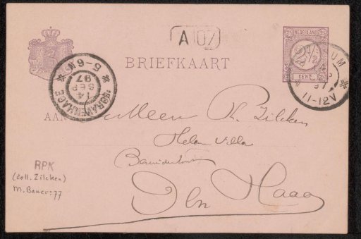 Postcard to Philip Zilcken