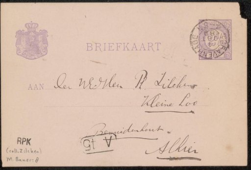 Postcard to Philip Zilcken