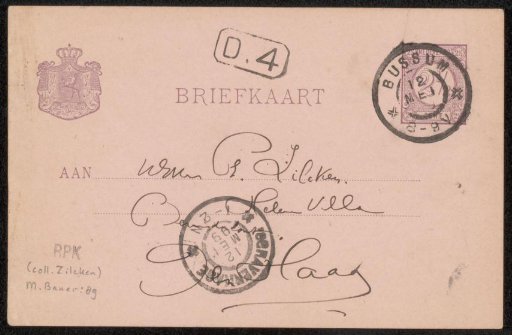 Postcard to Philip Zilcken