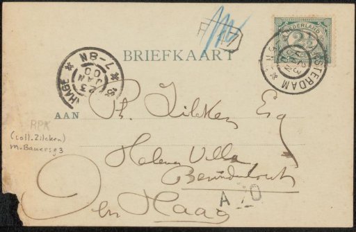 Postcard to Philip Zilcken