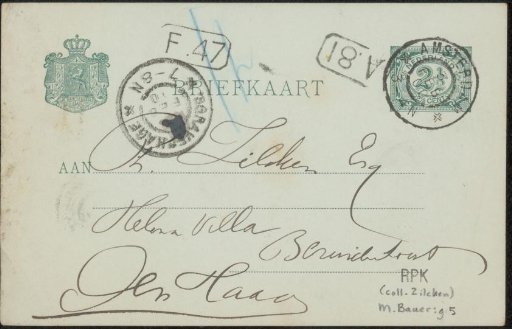 Postcard to Philip Zilcken