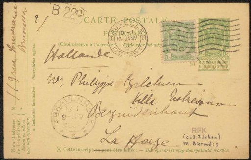 Postcard to Philip Zilcken