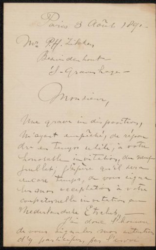 Letter to Philip Zilcken