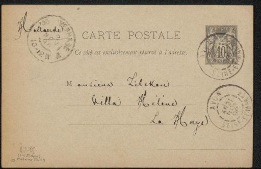 Postcard to Philip Zilcken