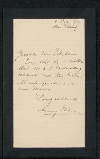 Letter to Philip Zilcken