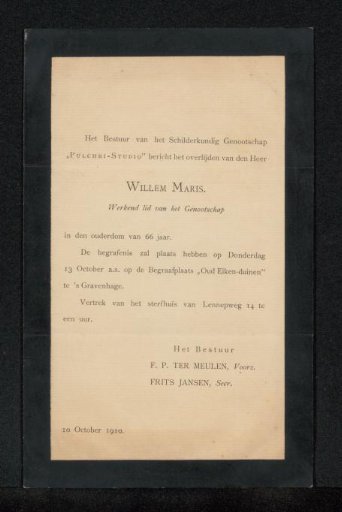 Death notice to Philip Zilcken