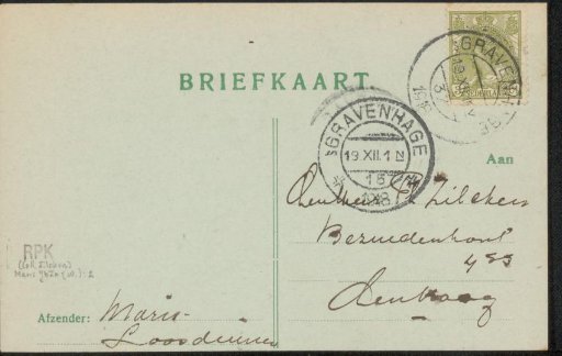 Postcard to Philip Zilcken