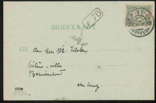 Postcard to Philip Zilcken