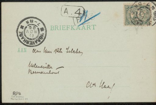 Postcard to Philip Zilcken