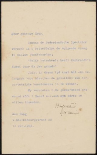 Invitation to Philip Zilcken