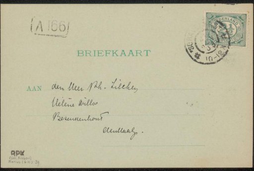 Postcard to Philip Zilcken