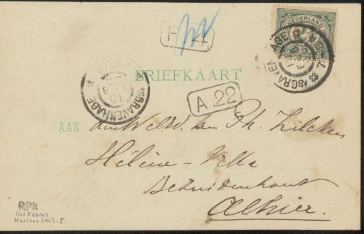 Postcard to Philip Zilcken