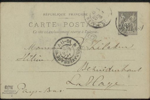 Postcard to Philip Zilcken