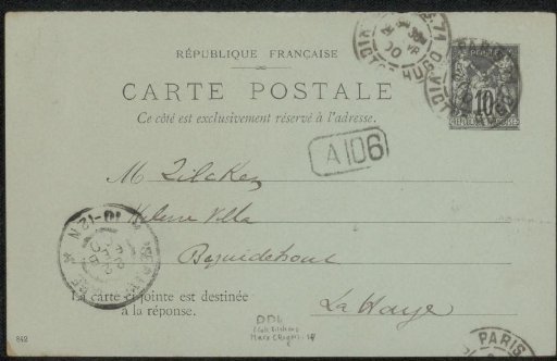 Postcard to Philip Zilcken