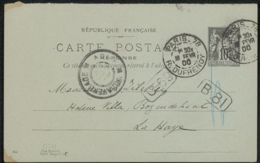 Postcard to Philip Zilcken