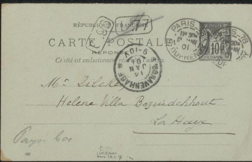 Postcard to Philip Zilcken