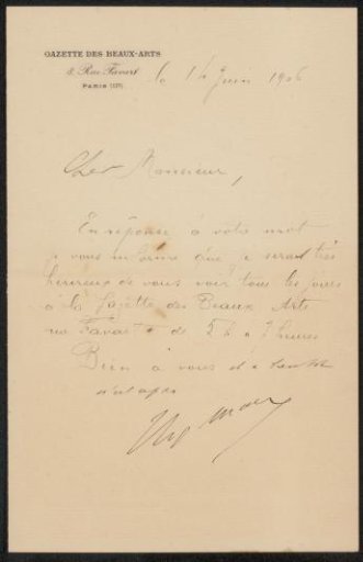 Letter to Philip Zilcken