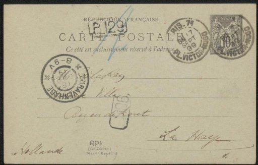 Postcard to Philip Zilcken