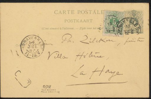 Postcard to Philip Zilcken