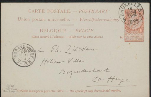 Postcard to Philip Zilcken