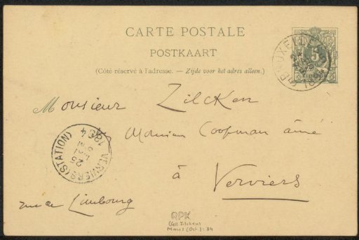 Postcard to Philip Zilcken