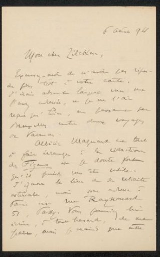 Letter to Philip Zilcken
