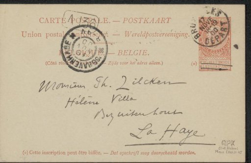 Postcard to Philip Zilcken