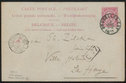 Postcard to Philip Zilcken