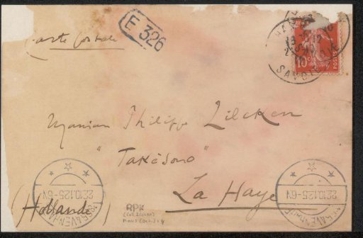 Postcard to Philip Zilcken