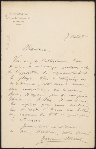 Letter to Philip Zilcken