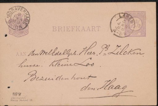 Postcard to Philip Zilcken