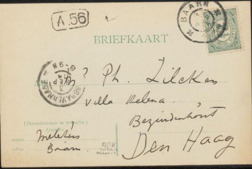 Briefkaart aan Philip Zilcken