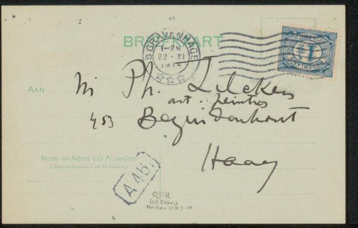 Postcard to Philip Zilcken