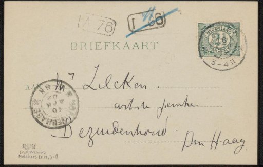 Postcard to Philip Zilcken
