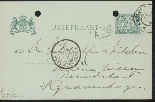 Postcard to Philip Zilcken