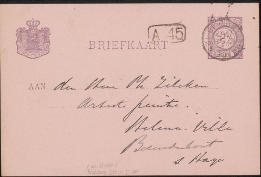 Postcard to Philip Zilcken