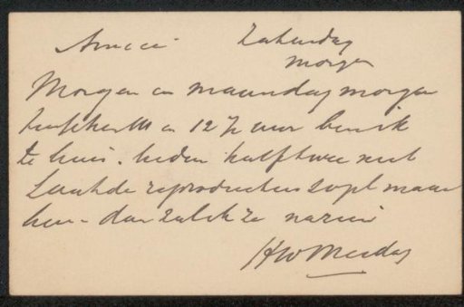 Calling Card to Philip Zilcken