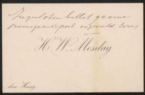 Calling Card to Philip Zilcken