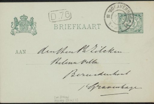 Postcard to Philip Zilcken