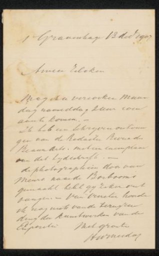 Letter to Philip Zilcken