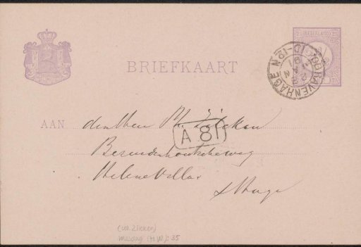 Postcard to Philip Zilcken
