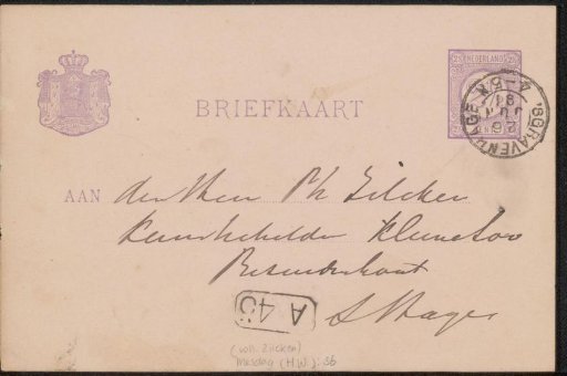 Postcard to Philip Zilcken