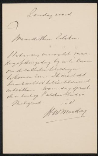 Letter to Philip Zilcken