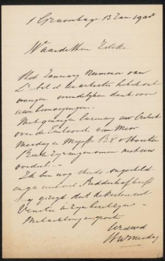 Letter to Philip Zilcken