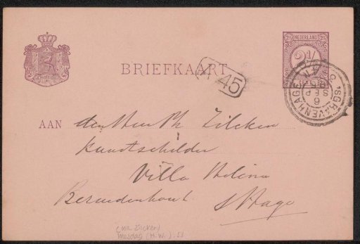 Postcard to Philip Zilcken