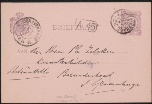 Postcard to Philip Zilcken