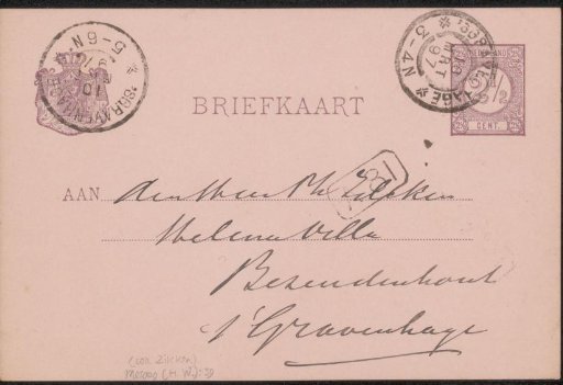 Postcard to Philip Zilcken