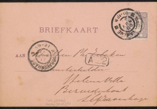 Postcard to Philip Zilcken