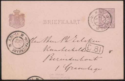 Postcard to Philip Zilcken