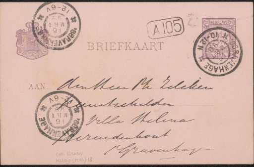 Postcard to Philip Zilcken